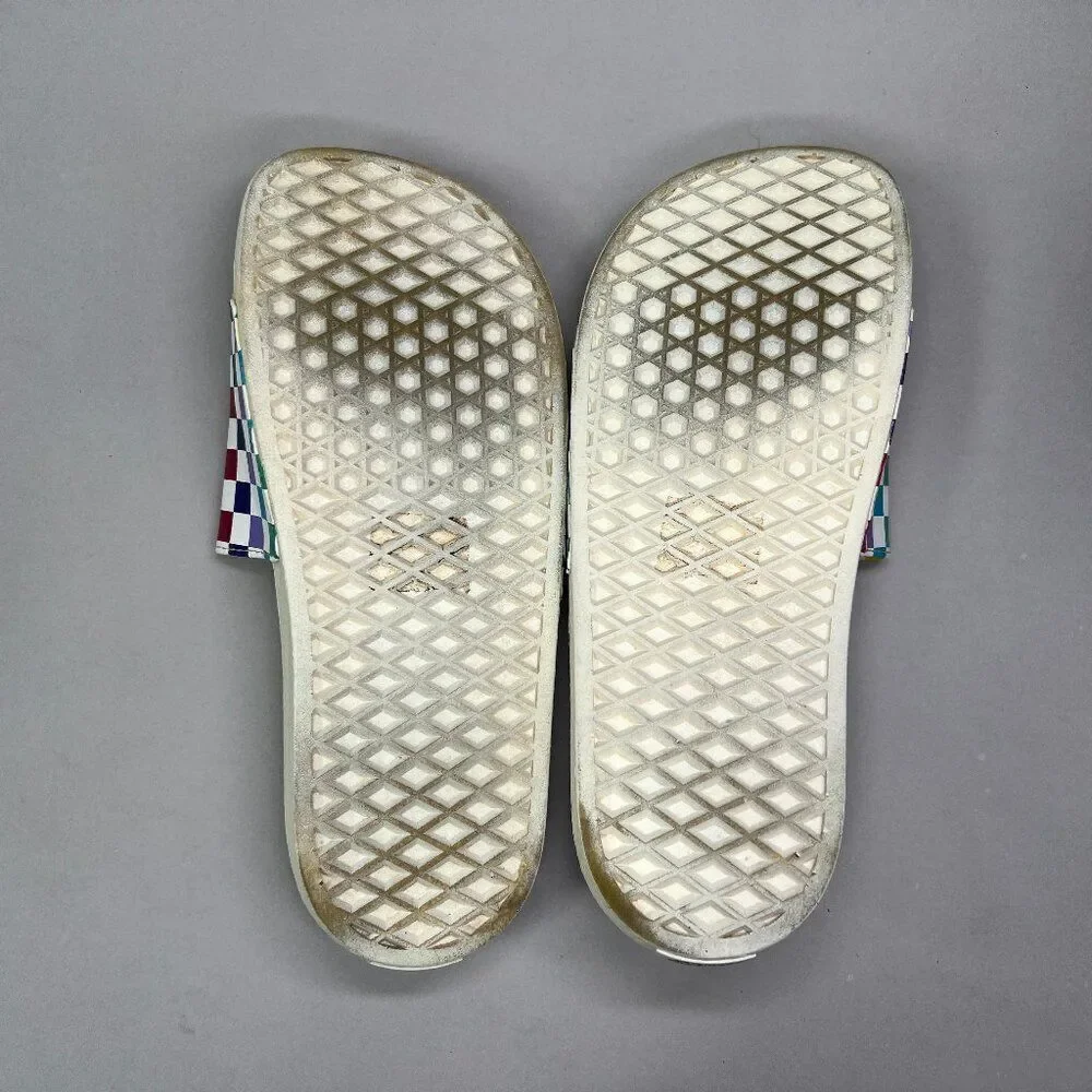 Vans Sandals Girl’s Size‎ 6 Colorful Checkerboard Slide Retro Skate Flip Flops